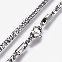 Stainless Steel Color Non-Tarnish 304 Stainless Steel Chains Necklaces, with Lobster Claw Clasp, Stainless Steel Color, 17.6 inch(44.8cm), 2.5mm