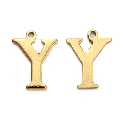 Letter Y Ионное покрытие (ip) 304 подвески с алфавитом из нержавеющей стали, золотые, letter.y, 12.5x9.5x0.7 мм, отверстие : 1 мм