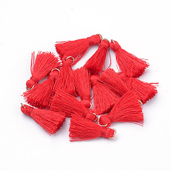 Красный Украшения полиэстер кисточкой, С несварными железными прыжковыми кольцами, золотые, красные, 26 мм, отверстие : 4 мм