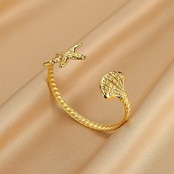 Золотой 304 женские браслеты-манжеты из нержавеющей стали, морская звезда и форма раковины, золотые, 1/4~1-1/8 дюйм (0.5~2.75 см), внутренний диаметр: 1-7/8x2-1/4 дюйм (4.8x5.6 см)