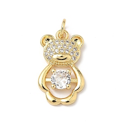 Прозрачный Латунные микро проложить кубического циркония подвески, медведь, без кадмия и без свинца, долговечный, с целью перехода в кольце, прозрачные, 20x12x3 мм, отверстие : 3 мм