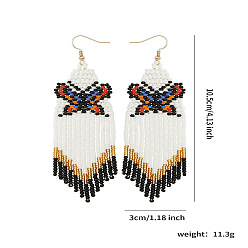 Разноцветный Серьги-подвески в виде стеклянных бусин и пластиковых бабочек, золотые, красные, 105x30 мм