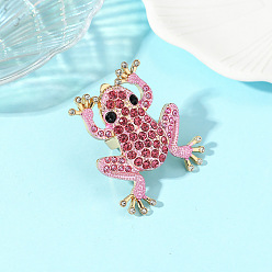 Camellia Alloy Rhinestone Finger Rings, Frog, Golden, Camellia, 18mm
