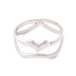 Нержавеющая Сталь Цвет Не тускнеет 304 манжетное кольцо из нержавеющей стали, сердце, цвет нержавеющей стали, размер США 6 1/4 (16.7 мм)