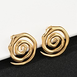 Другие 304 из нержавеющей стали серьги, золотые, спиральный вихрь, 26x28 мм