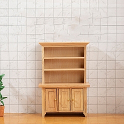 Верблюжий Деревянный трехдверный вертикальный шкафчик для домашнего декора орнамент, аксессуары для кукольного домика с микро-ландшафтом, притворяясь опорными украшениями, верблюжие, 147x96 мм