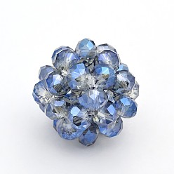 (966) Внутренний цвет Кристалл / Лиловато-лиловый на подкладке Полукруглые круглые плетеные бусины из прозрачного стекла rondelle, кассетные шарики, с покрытием цвета радуги, 14 мм, бусины : 4 мм