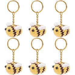 Желтый Набор для изготовления брелока-подвески в виде пчелы своими руками, в том числе железные кольца для ключей, ручная работа вязание шерстяная пряжа украшения аксессуары, желтые, 3 шт / комплект