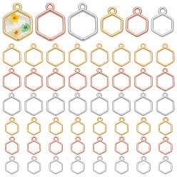 (52) Непрозрачная лаванда 120шт 6 стили подвески из сплава с открытой спиной, для diy уф смолы, эпоксидная смола, шестиугольник, разноцветные, 15.5~20x11~15x2~3 мм, отверстие : 1.8~2 мм, 20 шт / стиль