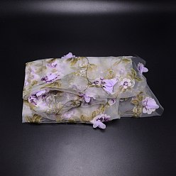Лиловый Ткань из полиэстера и органзы, с 3 вышивкой d роза, для аксессуаров одежды, сирень, 140 см