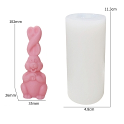 Blanc Bougie en forme de lapin, moule en silicone de qualité alimentaire, bricolage, moules de résine, pour la résine UV, fabrication artisanale de résine époxy, blanc, 11.3x4.8 cm, Diamètre intérieur: 10.2x3.5x2.6 cm
