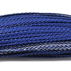 Синий 3-многослойный плетеный шнур из искусственной кожи, плоский, синие, 5x1.5 мм, около 107.17 ярдов (98 м) / пачка