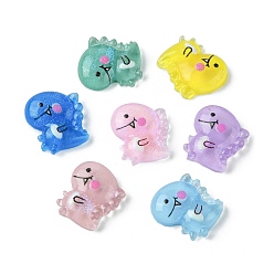 (52) Непрозрачная лаванда Кабошоны из полупрозрачной смолы, блестящий динозавр, разноцветные, 10x9x2.5~3 мм