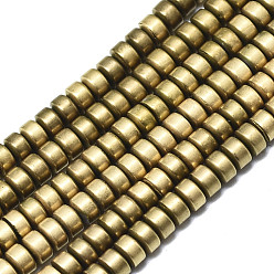 Real 18K Gold Plated Electroplate Non-magnetic Synthetic Hematite Beads Strands, Matte Style, Heishi Beads, Flat Round/Disc, Real 18K Gold Plated, 3x2mm, Hole: 1mm, about 195~200pcs/strand, 15.75 inch(40cm)