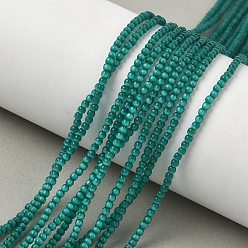 чирок Кошачие глаза, круглые, зелено-синие, 2 мм, отверстие : 0.7 мм, около 157 шт / нитка, 14.17~14.57 дюйм (36~37 см)
