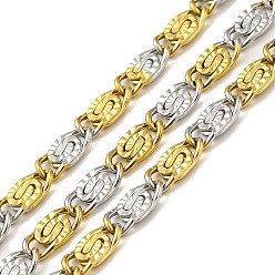 Золотой & Цвет Нержавеющей Стали Ионное покрытие (ip) 304 люмачиновые цепи из нержавеющей стали, несварные, с катушкой, золотые и нержавеющая сталь цвет, 8.5x4x1 мм