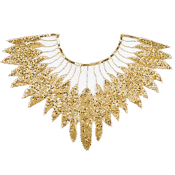 Light Gold Отделка воротника из полиэстерового глиттера с компьютерной вышивкой, край аппликации для шитья одежды, накладной воротник из цветочного кружева своими руками, золотой свет, 410x550x3 мм