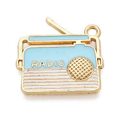 Светло-Голубой Подвески из эмали и сплава, радио-чары, золотые, без кадмия, без никеля и без свинца, Небесно-голубой, 19.5x20x1.8 мм, отверстие : 1.8 мм