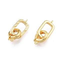 Real 18K Gold Plated Brass Fold Over Clasps, Cadmium Free & Nickel Free & Lead Free, Rectangle, Real 18K Gold Plated, Clasp: 14x11.5x3.7mm, Hole: 1.5mm, Rectangle: 20.5x11.5x3mm, Hole: 1.5mm