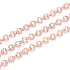 Matte Rose Gold Color Brass Rolo Chains, Belcher Chain, Soldered, with Spool, Matte Rose Gold, 3x0.9mm, about 16.4 Feet(5m)/roll