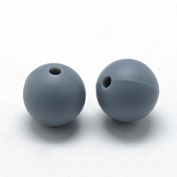 Slate Gray Food Grade Eco-Friendly Silicone Beads, Chewing Beads For Teethers, DIY Nursing Necklaces Making, Round, Slate Gray, 8~10mm, Hole: 1~2mm