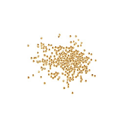 Настоящее золото 18K Латунь круглый шарики прокладки, без кадмия, без никеля и без свинца, реальный 18 k позолоченный, 2 мм, Отверстие : 0.5 мм , около 700 шт / 10 г, 10 г / набор