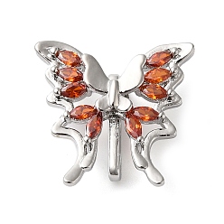 Шоколадный 3 звенья латунные микропаве фианит многожильные 16x16x6 дырчатые, без кадмия, без никеля и без свинца, бабочка, платина, цвет шоколада, 1.6 мм, отверстие : {1} мм