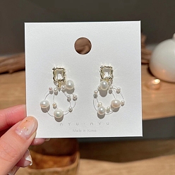 Others Imitation Pearl Dangle Earrings for Women, 24x10mm