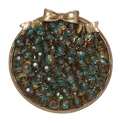 чирок 50шт 1 набор стеклянных бусин, прозрачный, круглые, граненые, зелено-синие, 9.5~10x9 мм, отверстие : 1.6 мм