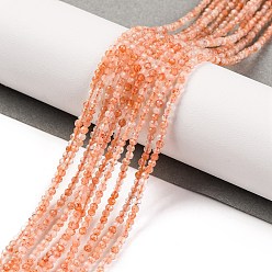 Солнечный Камень Натуральный Sunstone бисер пряди, граненые, круглые, 2 мм, отверстие : 0.6 мм, около 233 шт / нитка, 15.75 дюйм (40 см)