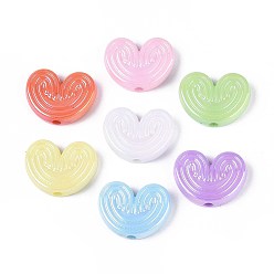 (52) Непрозрачная лаванда Непрозрачные акриловые бусины с УФ-покрытием, радужный, сердце, разноцветные, 17.5x22.5x5.5~6 мм, отверстие : 3 мм