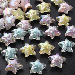 (52) Непрозрачная лаванда Прозрачные акриловые бусины, бусина в бусине, AB цвет, звезда, разноцветные, 15.5x16x9.5 мм, отверстие : 3 мм, Около 569 шт / 500 г