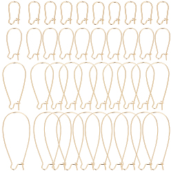 Настоящее золото 14K 40шт. 4 стили латунные серьги-кольца фурнитура, провод почки, реальный 14 k позолоченный, 18~46x10~18.5 мм, 21 датчик, штифты : 0.7 мм, 10 шт / стиль