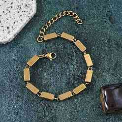 Золотой 304 браслеты из нержавеющей стали с кубическими звеньями для женщин, ионное покрытие (ip), золотые, 7 дюйм (17.9 см)