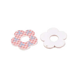 Pink Акриловые подвески с цветочным принтом, розовые, 33.5x33.5x2 мм, отверстие : 1.6 мм