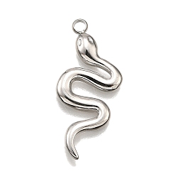 Нержавеющая Сталь Цвет 304 подвески из нержавеющей стали, очарование змеи, анти-тускнение, цвет нержавеющей стали, 26x11x2 мм, отверстие : 1.8 мм