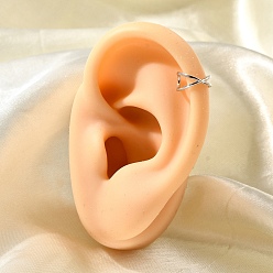 Платина 925 женские серьги-каффы из стерлингового серебра, платина, 9.5x8.5x5~5.5 мм