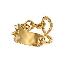 Настоящее золото 18K Преувеличенные 304 кольца из нержавеющей стали для женщин, ионное покрытие (ip), реальный 18 k позолоченный, 0.67 дюйм (1.7 см)