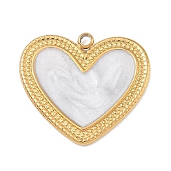 Золотой 304 нержавеющей стальной эмали подвески, сердце прелести, золотые, 20.5x23x1.5 мм, отверстие : 1.6 мм
