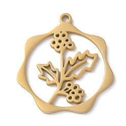 Golden 304 Stainless Steel Pendants, Flower, Golden, 23.5x21.5x1mm, Hole: 1.5mm