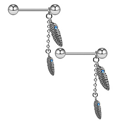 Перо 304 Кольца для сосков из нержавеющей стали и 316 хирургической нержавеющей стали, античное серебро, перо, 30 мм