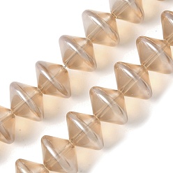 Цвет Древесины Стеклянные бусины с гальваническим покрытием , бусины в форме летающей тарелки, деревесиные, 14x10~10.5 мм, отверстие : 1.2~1.4 мм, около 60 шт / нитка, 23.78'' (60.4 см)