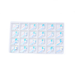 Прозрачный АВ Заостренные стеклянные подвески со стразами, граненые, крыло, ясно AB, 20x10x5 мм, отверстие : 1.6 мм