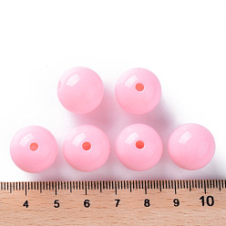 Pearl Pink Opaque Acrylic Beads, Round, Pearl Pink, 16x15mm, Hole: 2.8mm, about 220pcs/500g