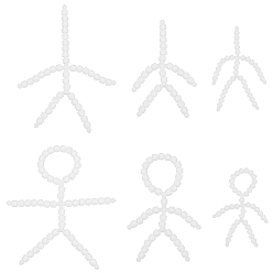 Белый 6шт 6 стили пластиковая фигурка подвижный скелет, принадлежности для изготовления кукол, белые, 122~197x87~163x7~10 мм, 1 шт / стиль