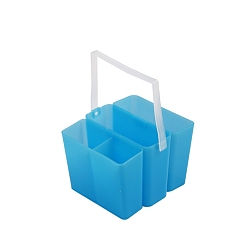 Светло-Голубой Пластиковый съемный корпус ручки для стирки, ведро для мытья кистей, художественные принадлежности для рисования домашняя школа, прямоугольные, Небесно-голубой, 14x12.8x9.5 см