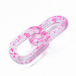 Hot Pink Transparent Acrylic Linking Rings, Quick Link Connectors, for Cable Chains Making, Oval, Hot Pink, 27x16.5x4mm, Inner Diameter: 7.5x18mm