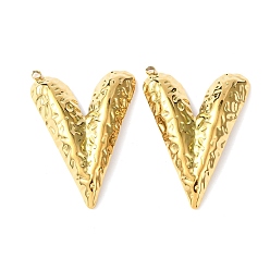 Золотой 304 подвески из нержавеющей стали, фактурные подвески в виде сердечек, золотые, 35.5x25x4.5 мм, отверстие : 1.8 мм