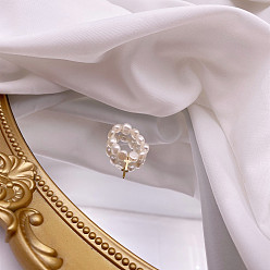 Letter T Перстни из натурального пресноводного жемчуга, с подвеской в виде буквы из сплава золотистого тона, Письмо T, внутренний диаметр: 16 мм