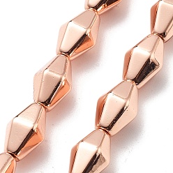 Гальванический Розовый Золотой Синтетических немагнитных гематит бисер нитей, граненые, двухконусные, покрытием из розового золота, 11.5~12x7x7 мм, отверстие : 1 мм, около 35 шт / нитка, 16.54'' (42 см)